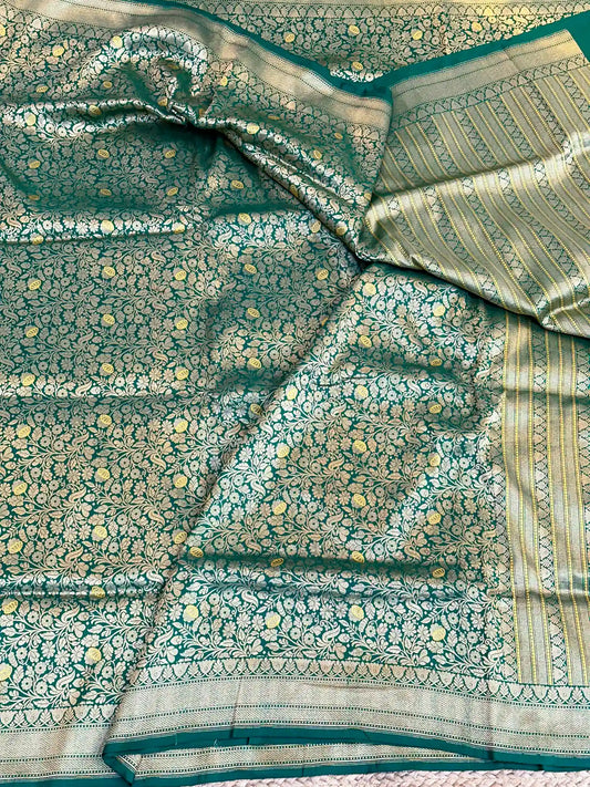 Dark Green Meenakari Brocade Katan Silk Saree