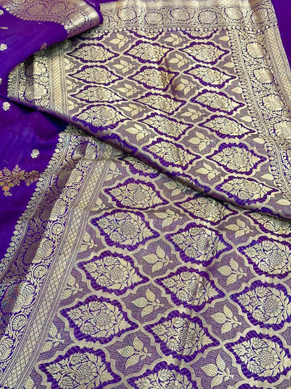 Deep Purple Meenakari Leheriya Chiniya Silk Saree