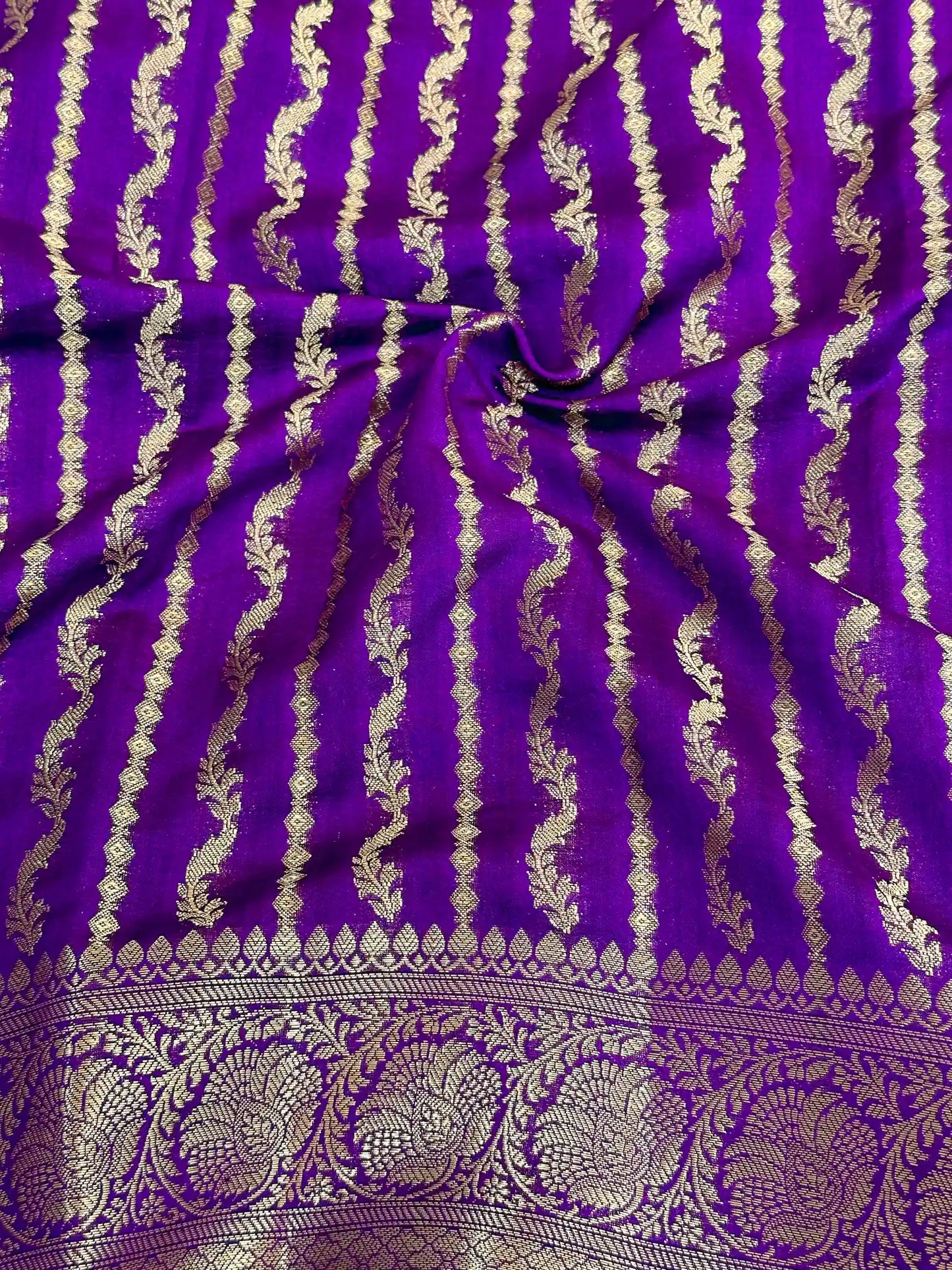 Deep Purple Meenakari Leheriya Chiniya Silk Saree