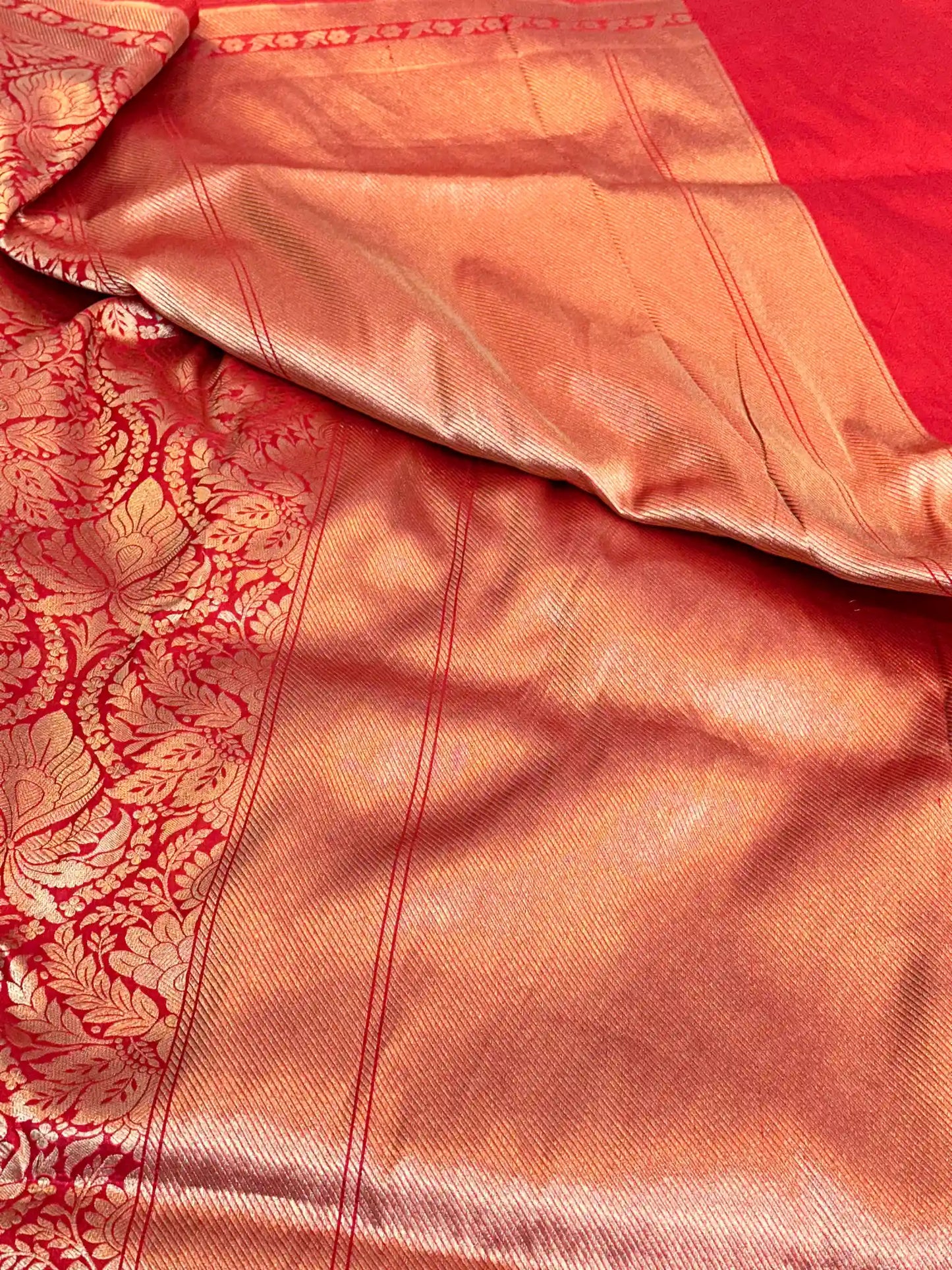 Light Red Pure Katan Silk Brocade Banarasi Saree