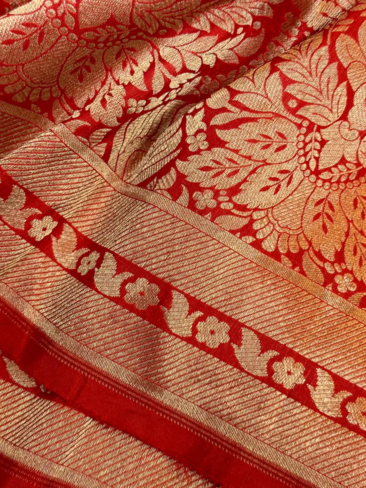 Light Red Pure Katan Silk Brocade Banarasi Saree