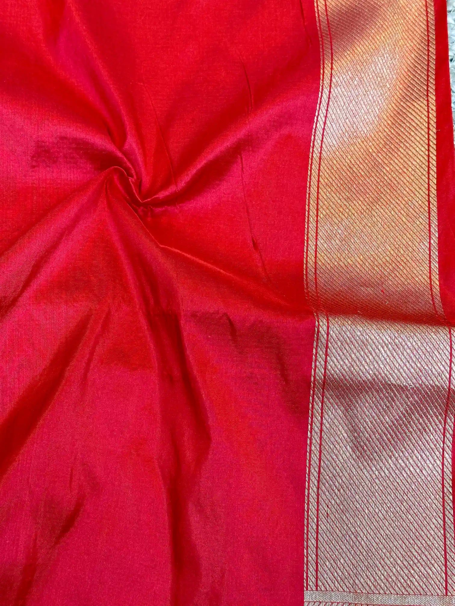 Light Red Pure Katan Silk Brocade Banarasi Saree