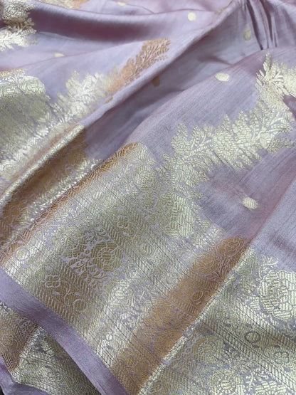 Mauve Shade Pure Chiniya Silk Saree