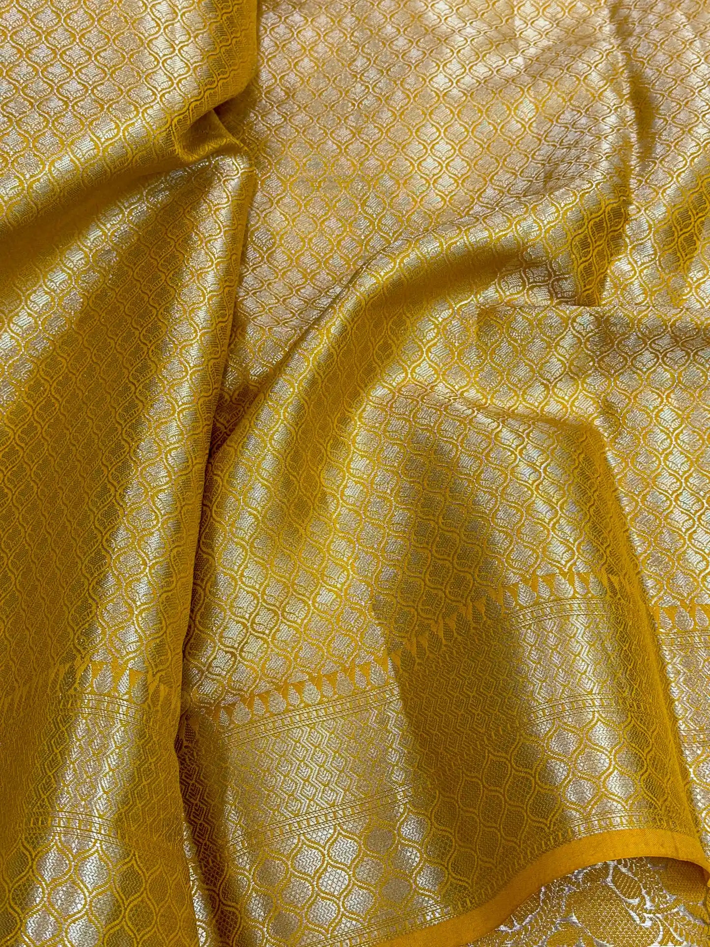 Mustard Yellow Chiniya Silk Traditional Banarasi Saree