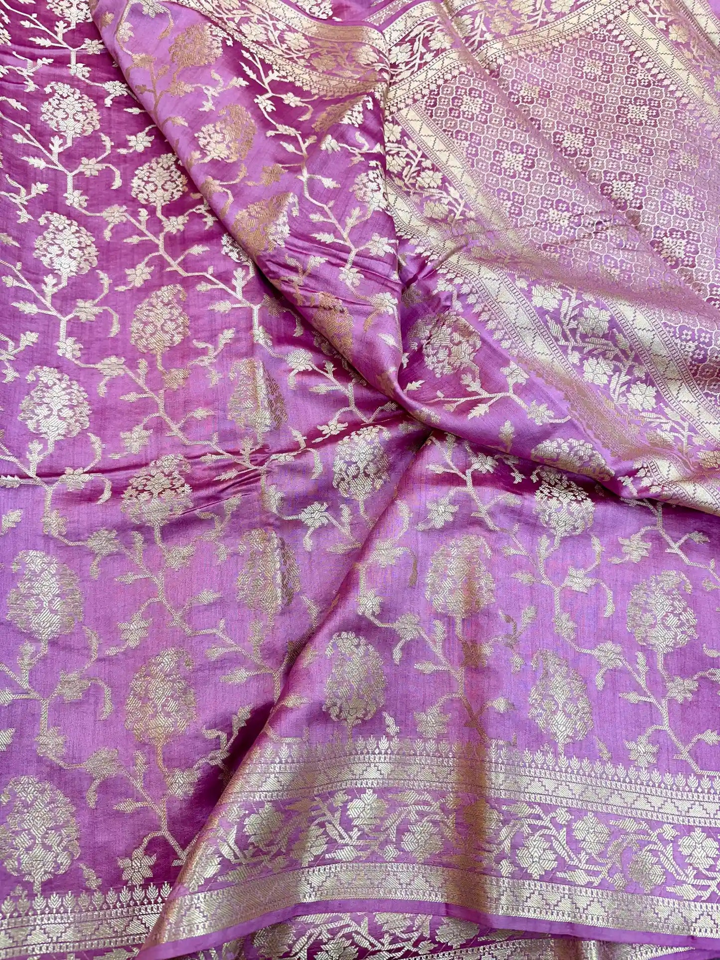 Pastel Pink Pure Chiniya Silk Banarasi Saree