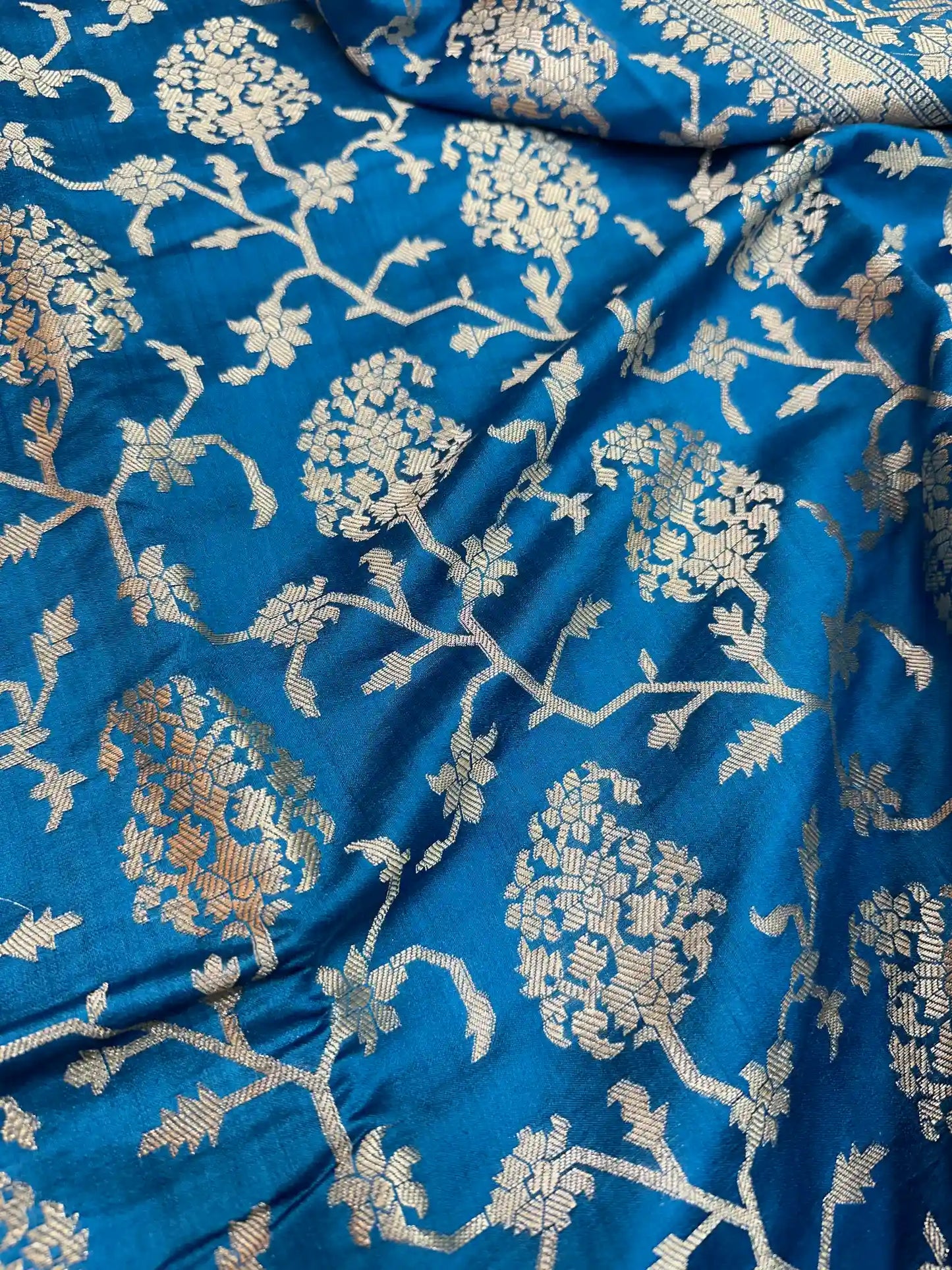 Powder Blue Pure Chiniya Silk Banarasi Saree