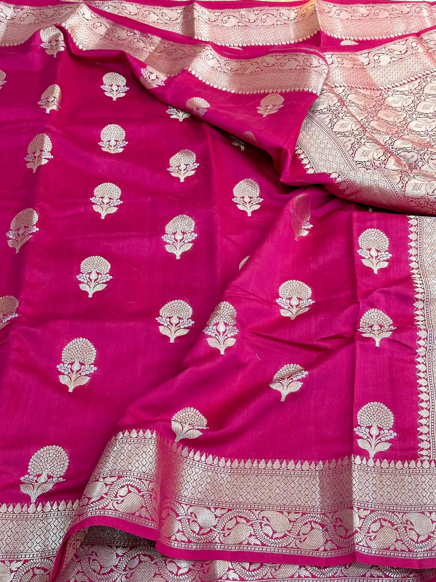 Rani Pink Chiniya Silk Traditional Banarasi Saree