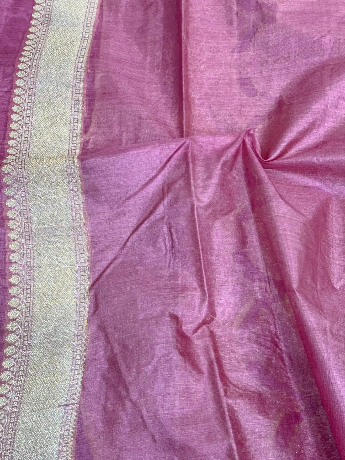 Subtle Pink Pure Tussra Silk Banarasi Saree