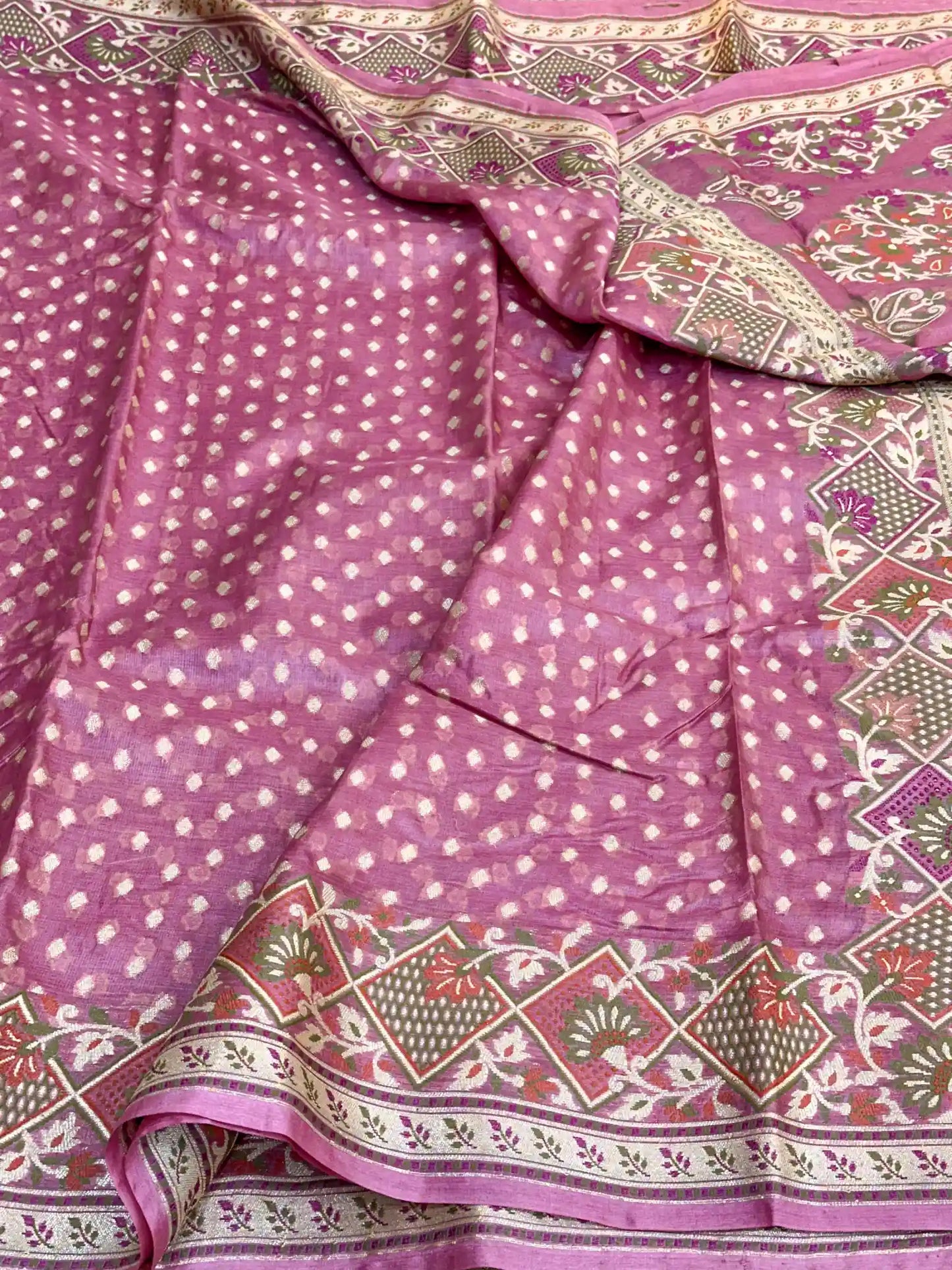 Traditional Buti Pure Tussar Silk Banarasi Saree